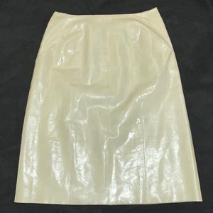 Gorgeous Chanel Cream Leather A-line Skirt Size 36